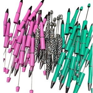 50 Beaded Pen Blanks- 20 Pink, 20 Mint, 10 Leopard